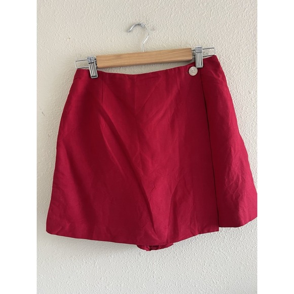 Ann Taylor Dresses & Skirts - Ann Taylor Vintage Red Mini Skort Size 8 Linen Blend Feminine Vacation Preppy